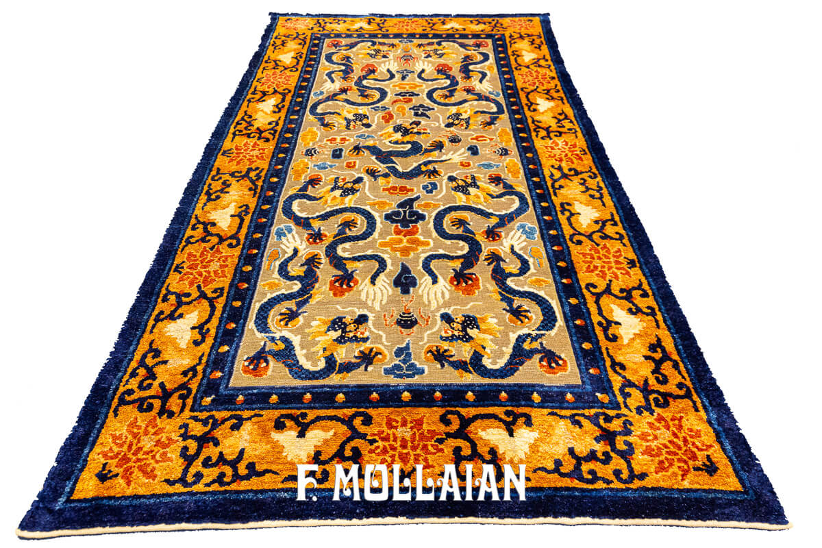 Imperial Silk and Metal Thread Chinese Rug n°:945127